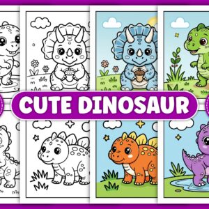 Cute Dinosaur Coloring Book for Kids
