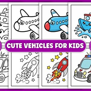 Cute Vehicles Coloring Pages for Kids